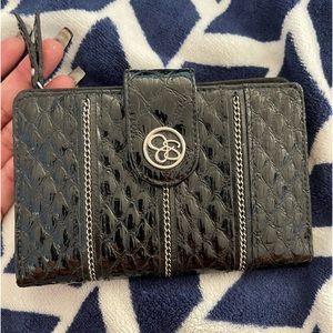 Jessica Simpson Black patent snake embossed wallet.